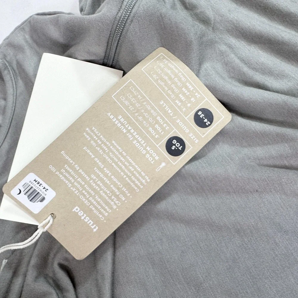 Gunamuna Sleep Bag Baby 24-36M Gray 0.5 TOG Bamboo Viscose Wearable Blanket